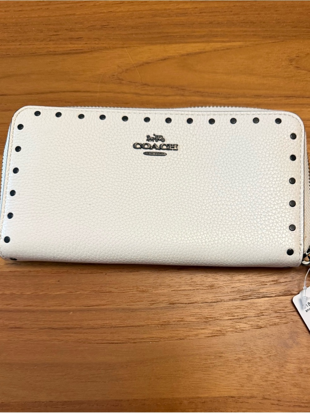 Coach Accordion Zip Wallet - Pebbled Zip Wallet with Dark Metal Rivet Trim NWT